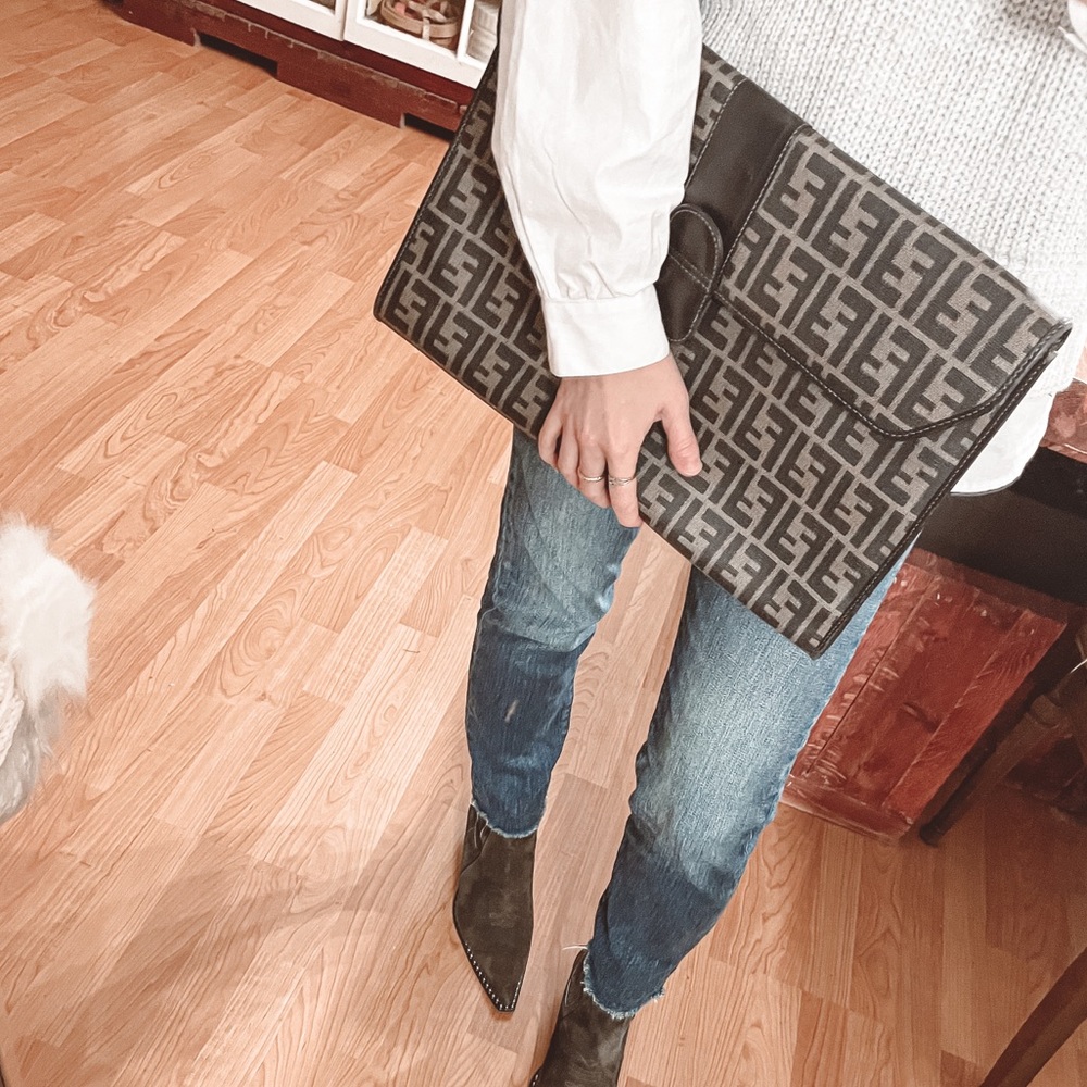 Vintage FENDI FF Monogram Zucca Print XL Clutch